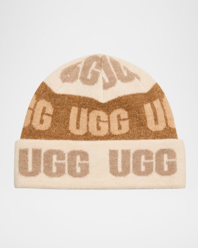 Logo Graphic Striped Beanie Hat